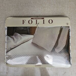 Vintage 70s 80s Folio TWIN Fitted Dacron Sheet CLOVERDALE Blue No Iron USA MADE